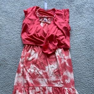 2pc NWT red tiedye maxi sundress with shawl